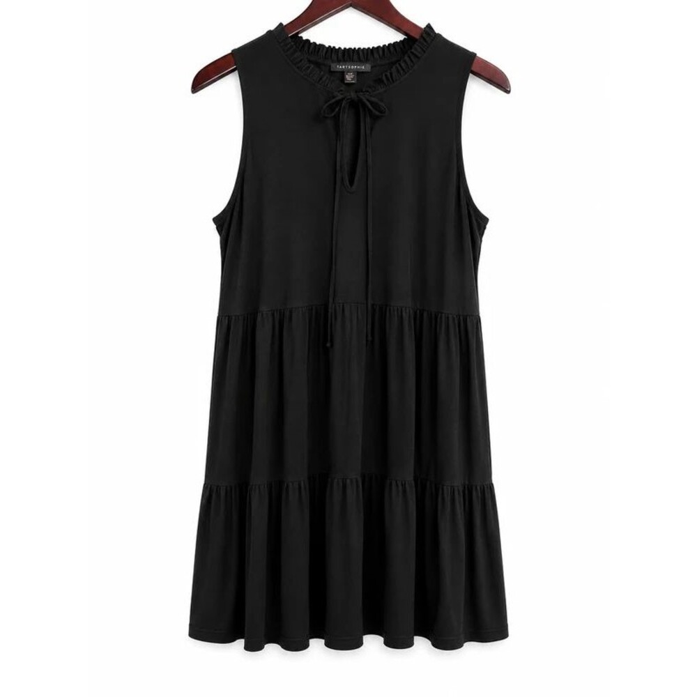 Tash + Sophie Sleeveless Tiered Midi Dress Women's Large NWT Black